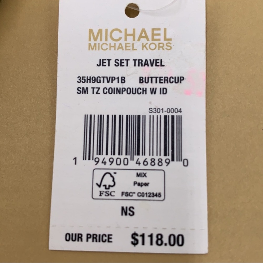 MICHAEL KORS SMALL TOP ZIP COINPOUCH W ID BUTTERCUP - Picture 12 of 14